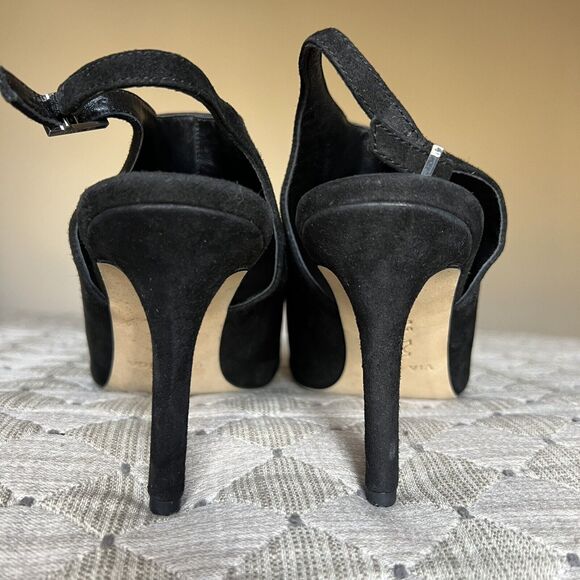 Via Spiga Teresa Black Suede Slingback Heeled Sandals Women 9 M Open Toe Classic - Picture 10 of 16